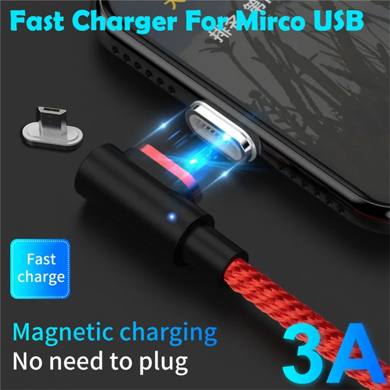 EPULA 90 градусов Магнитный кабель USB-C Micro USB для быстрой зарядки l-линия зарядное