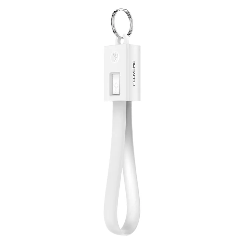FLOVEME Keychain Charger Charging Cables Micro USB Type C For iphone 11 Pro Max 15CM Portable USB Phone For Samsung Huawei - Color: White