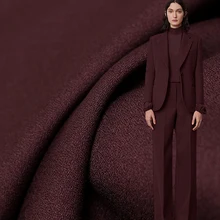 Винно-красная двухслойная утолщенная камвольная шерстяная ткань для одежды, осенняя Женская жилетка, швейная ткань