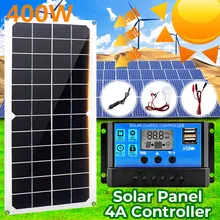 40W Solar Panel 18V Dual USB with 3W LED Lamp + 10A USB Solar Regulator Charger Controller for Car Outdoor Camping Light