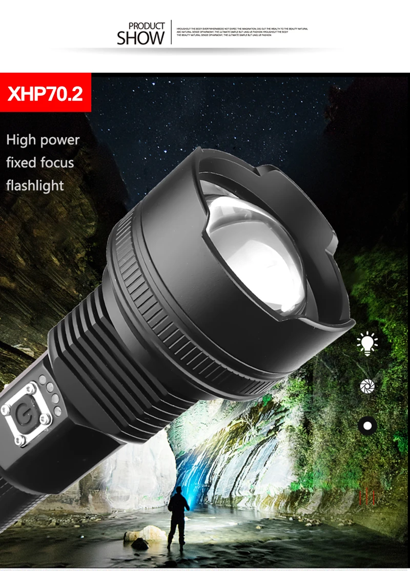 Самый мощный XHP90 светодиодный фонарик XLamp Zoom Torch XHP70.2 USB Перезаряжаемый тактический фонарь 18650 или 26650 Кемпинг Охота лампа