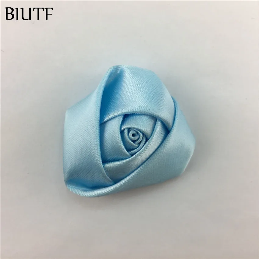lt blue 10 шт./лот 4 см свернутый атласный цветок бутон розы с зажимом для волос детский головной убор свадебный букет Декор-брошь 40 цветов TH06 - Цвет: lt blue