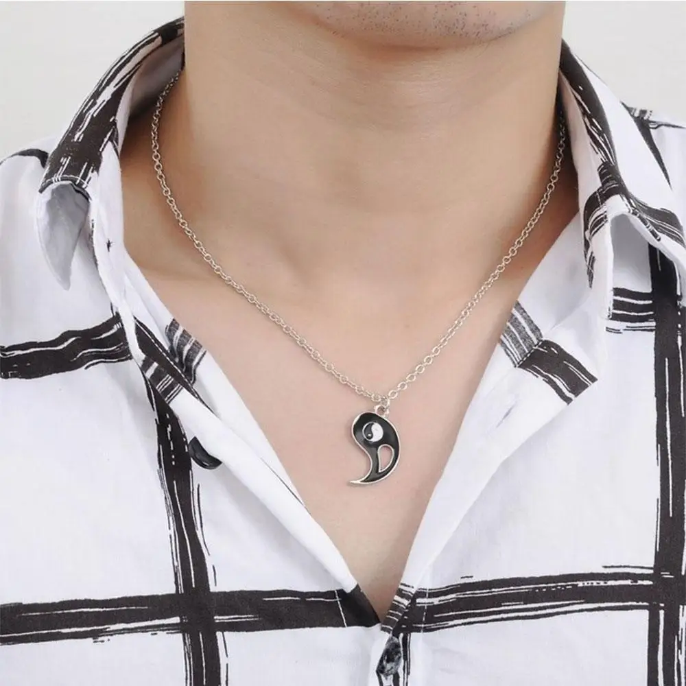 2Pcs/Set Unisex Gold Sliver Alloy Yin Yang Pendant Puzzle Piece Necklace Birthday Jewelry Gifts For Couple Or Best Friends