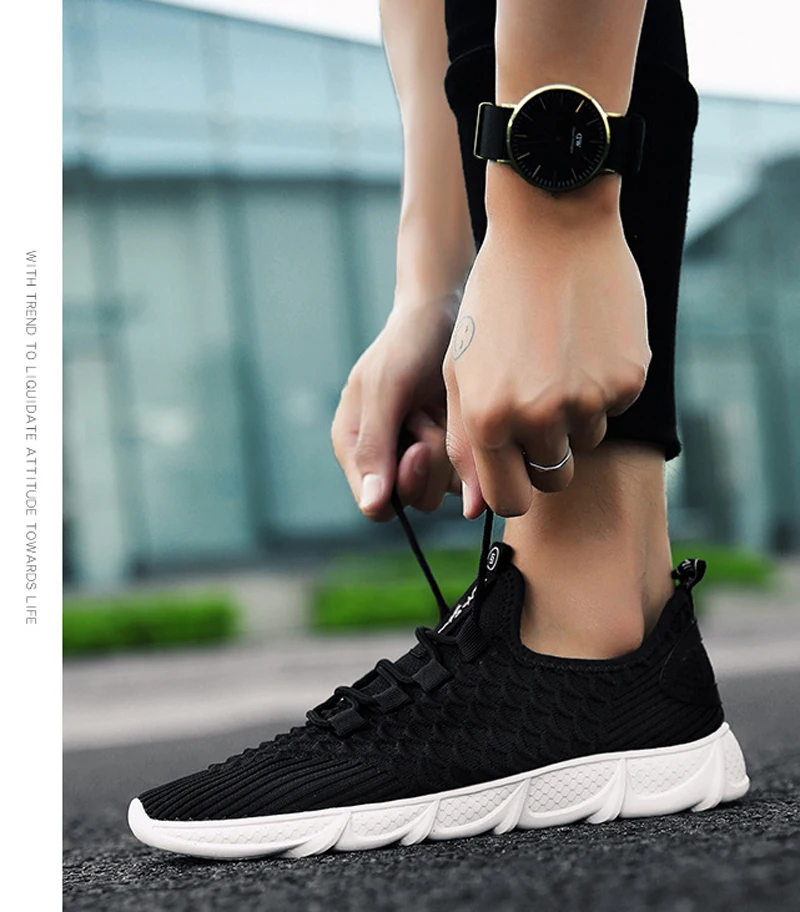 Shoes Men Flying Woven Men Sneakers Breathable Ichthyosis Net Sport Casual Running Shoes Man Air Mesh Flats Trainers Lightweight
