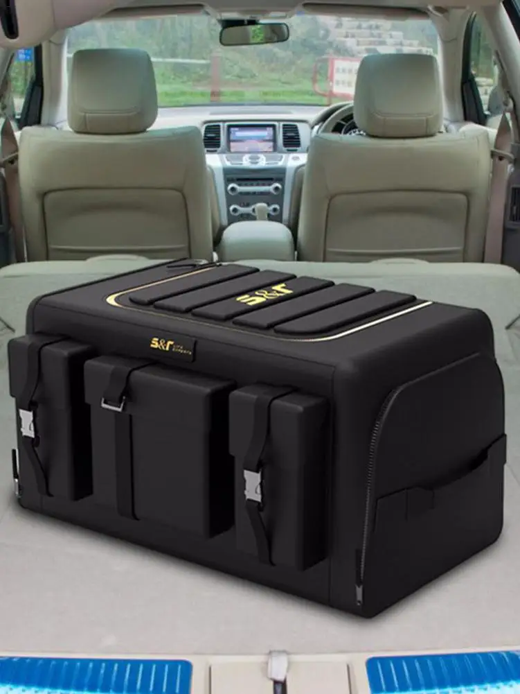 

Universal Car Trunk Organizer With Lid Super Strong Durable Foldable Nonslip Cargo Storage Box For Auto Trucks SUV Trunk Boxes