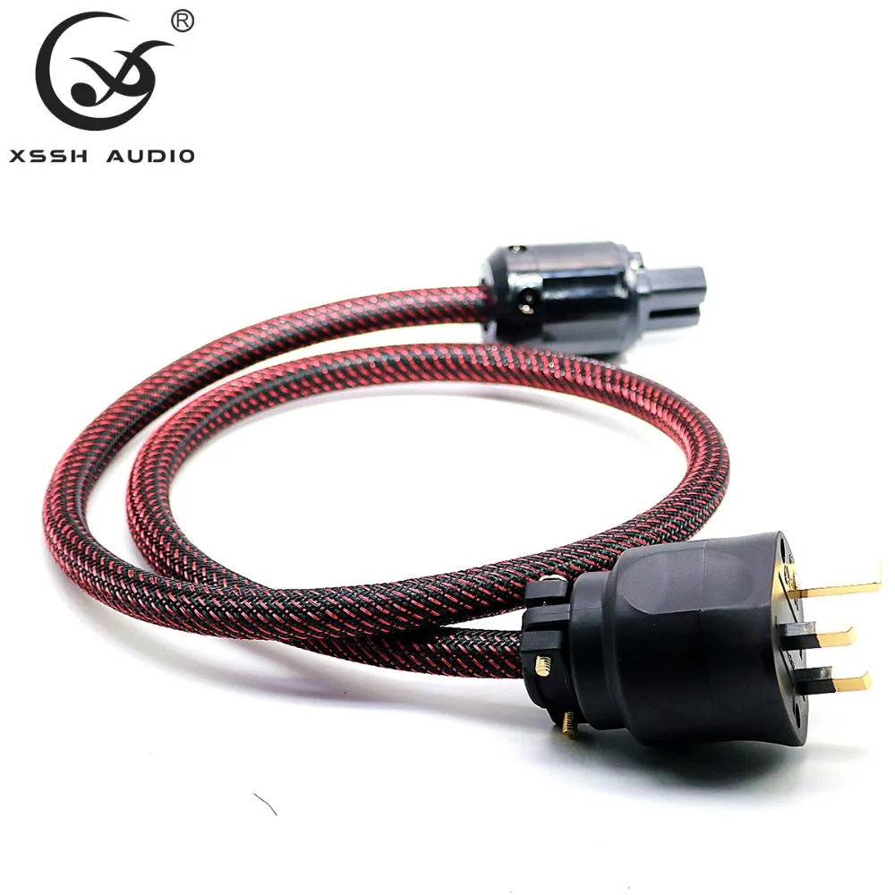 

Hi-End Hifi Amplifier OFC Red Pure Copper British UK IEC AC Female Male Gold Plated Power Plug Power Cable Cord Wire