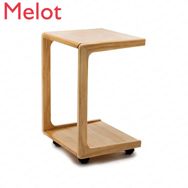 

Bedside Sofa Side Table Mini Removable Small Coffee Table Solid Wood Simple Bedroom Simple Office Coffee Table With Wheels