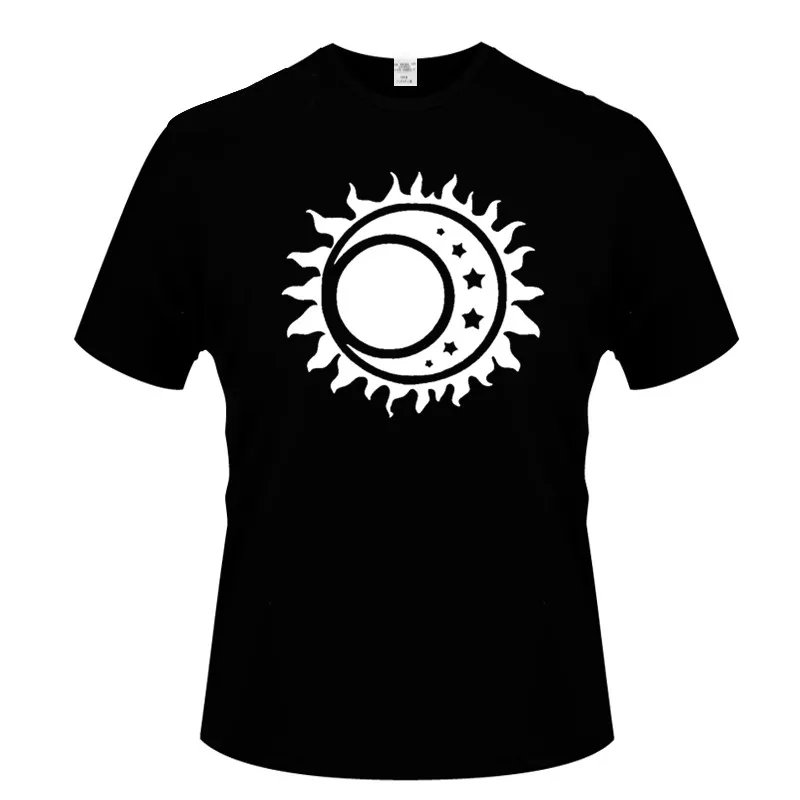 

Summer fashion T-shirt moon and sun art High Quality O-neck T Shirt Tees Tops Man Fashion Casual T-shirts