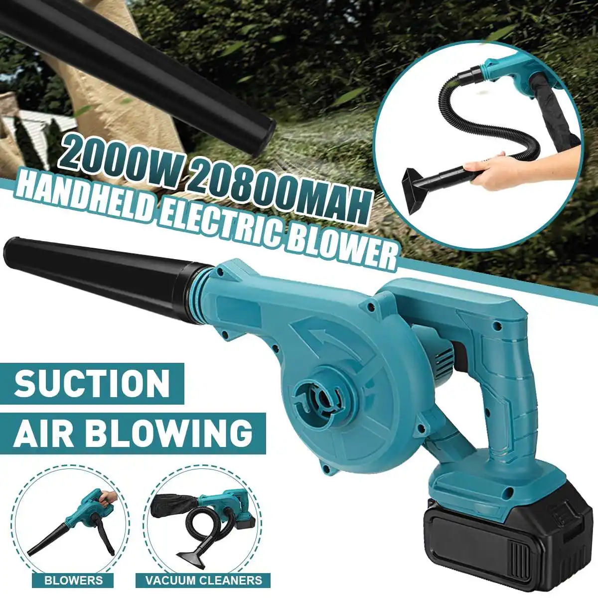 Soplador de aire eléctrico inalámbrico 2 en 1, succión de mano, recolector de polvo para ordenador, herramienta eléctrica para batería Makita de 18V