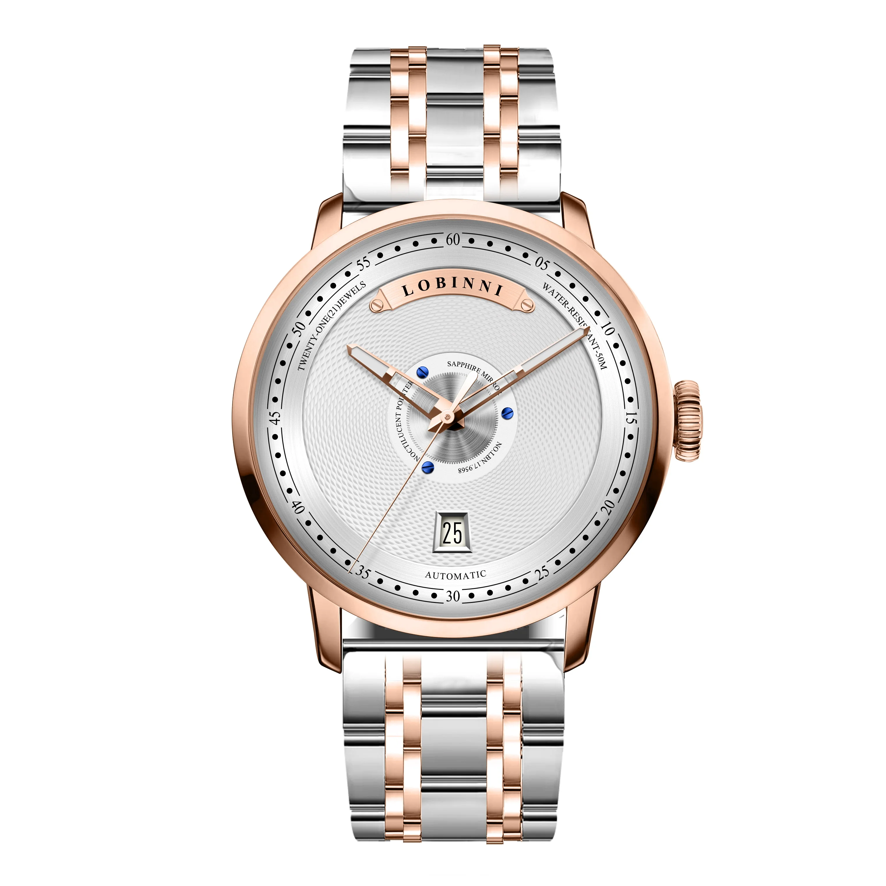 

LOBINNI Mens Automatic Watches Men Luxury Watch Waterproof Mechanical Wristwatch Sapphire Mirror Date Relogios Masculino
