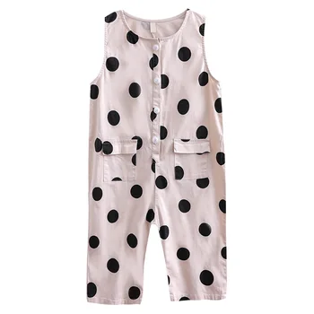 

2020 New Summer Fashion Kids and Teen Girls Jumpsuit Pants Baby Girls Cute Polka Dot Jumpsuit Pants Cotton Children Pants, #8693