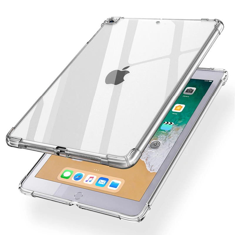 For New iPad 7 8 9 10.2 9.7 2021 5 6 Air 10.9 2 3 4 Case TPU Silicon Transparent Cover For iPad Pro 10.5 '' 11'' Mini 2 3 4 5 6
