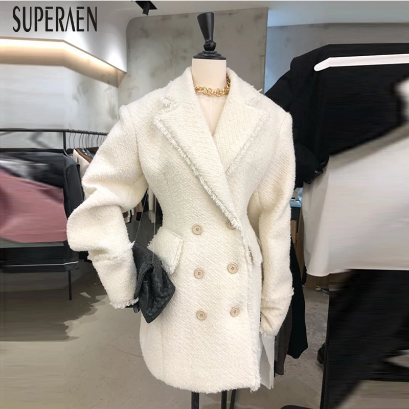 SuperAen Модные женские куртки в Корейском стиле осень и зима новые дикие женские куртки корейский стиль двубортные пальто