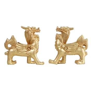 

LAOJUNLU Pure Brass Small Pixiu Small Gossip Kylin One Corner Pixiu Kirin Ornaments, brave troops
