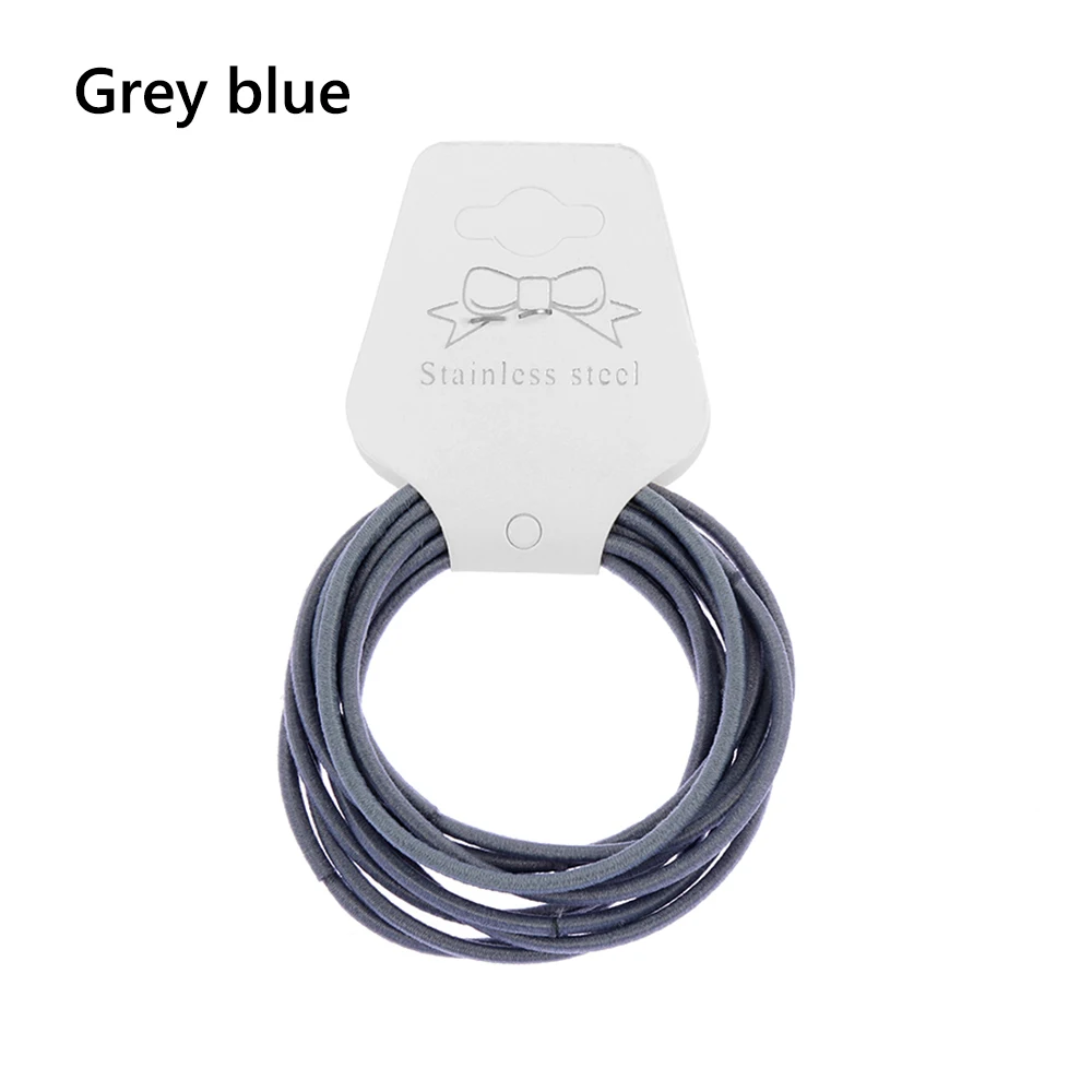 Grey Blue 10 шт., женские эластичные резинки для волос, резинка для конского хвоста, резинки для волос для девушек, одноцветные резинки для волос, аксессуары для волос - Цвет: Grey Blue