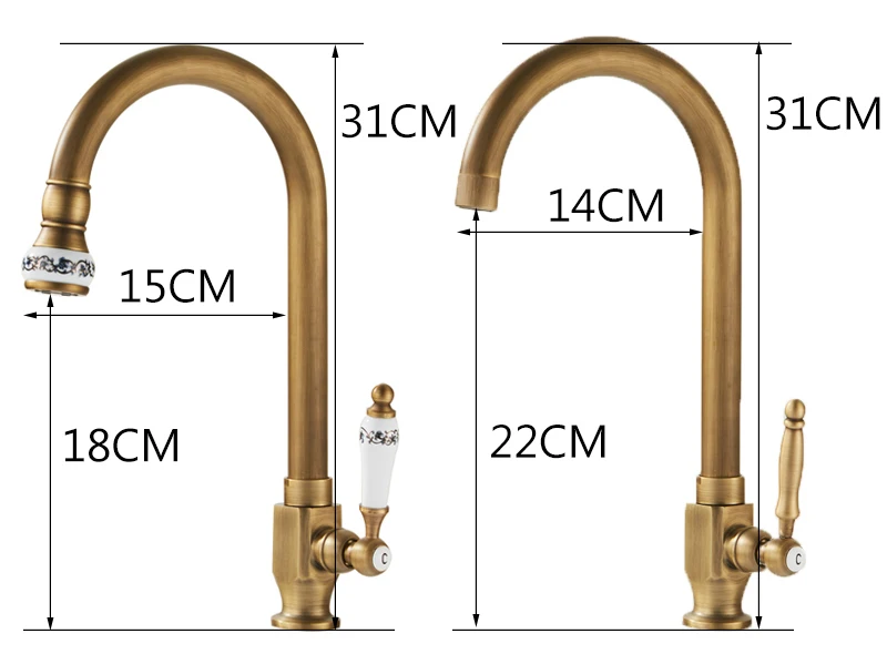 Single Cold Faucet Antique Brushed Brass Tap Basin Sink Faucet 360 Swivel Kitchen Water Crane