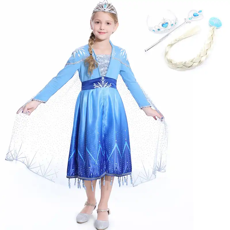 Vestido De Elsa Para Reina De La Nieve Ninas 2 Disfraces De Princesa Navidad Cosplay Fiesta De Cumpleanos Elza Accesorio Conjunto Ninos Ninas Ropa Aliexpress