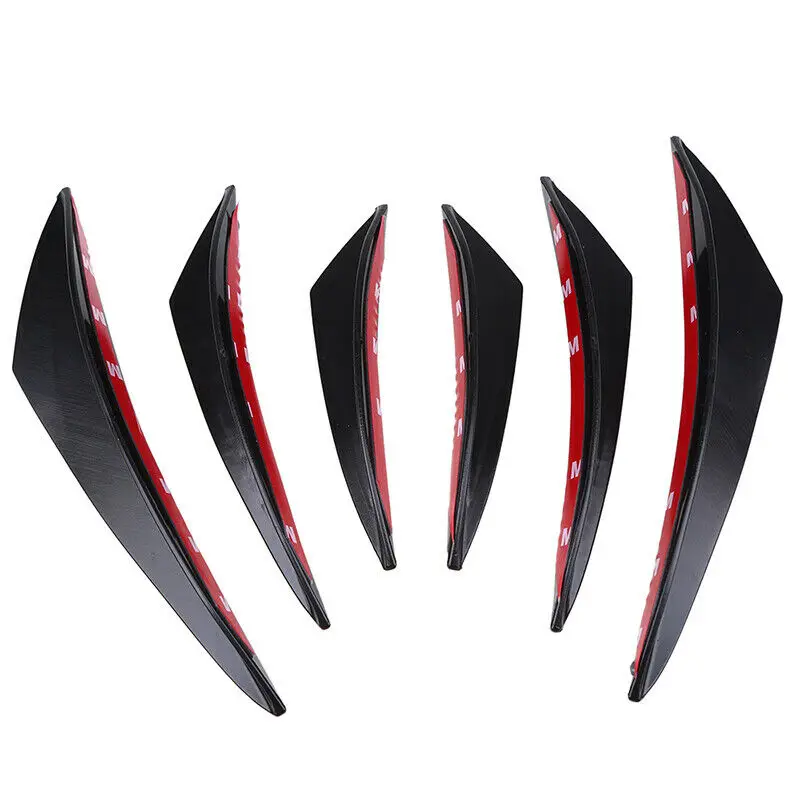 Front Bumper Lip Diffuser Splitter Fins Body Spoiler Canards Valence Chin 6pcs/set Car Tuning