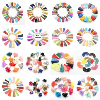 

Jewelry DIY 10~30pcs mixed Types Tassel Findings Flower Silk Polyester Drop Earring Tassel for Jewelry DIY Graft