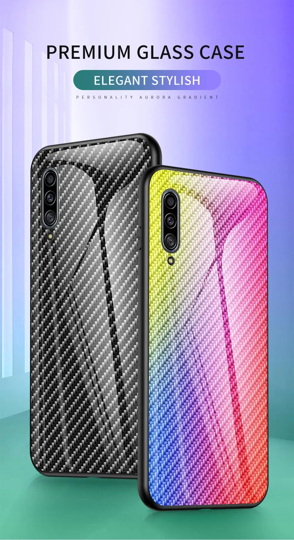 Для samsung Galaxy A10 A20 A30 A40 A50 A70 чехол Стекло градиентный чехол из углеродного волокна для samsung A10S A20S A30S A50S M10 M20 M30S