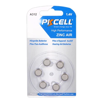 

6Pcs/Card PKCELL Hearing Aid Battery PR41 za312 312 A312 PR41 7002ZD B347PA AC312 ME7Z Zinc Air Battery