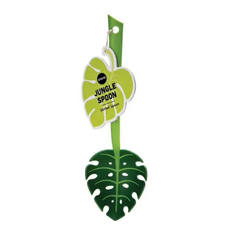 1pcs Creative Green Leaf Cooking Shovels Vegetable Strainer Scoop ABS Spoon Chopping Colander Soup Filter Kitchen Tools Dropship
