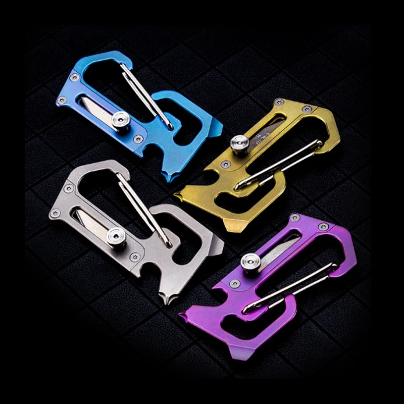 

free shipping TC4 Titanium alloy Multifunction Hanging EDC Bottle Opener Screwdriver Wrench Keychain Unpacking Survival tool