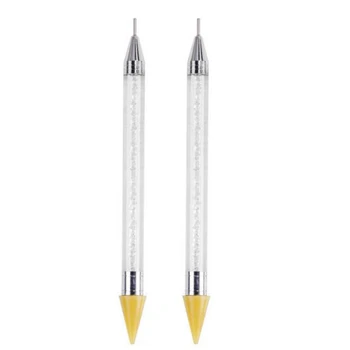 

2pcs Double Head Point Drill Pen Dot Painting Point Pen Diamond Embroidery Nail Art Picker Wax Pencil Crystal Handle Tool