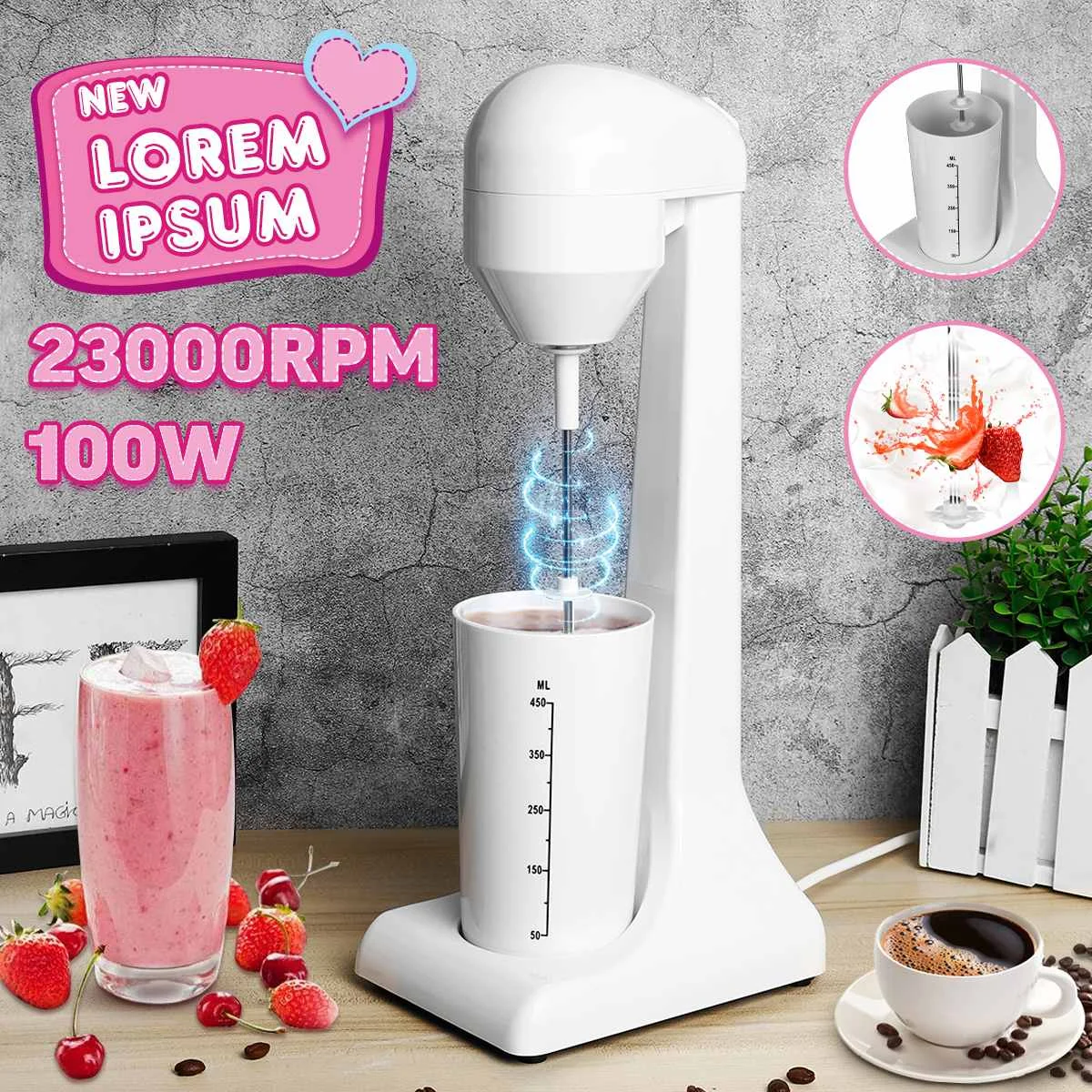 Becornce Electric Milk Frother Portable Cocktail Blender Coffee Blender