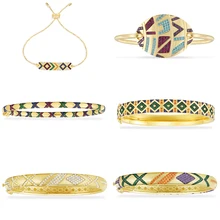 Новая мода Серебряный кулон 1: 1, желтое Серебряно-многоцветный Племенной браслет с крестом женские роскошные Монако, ювелирные изделия, подарок