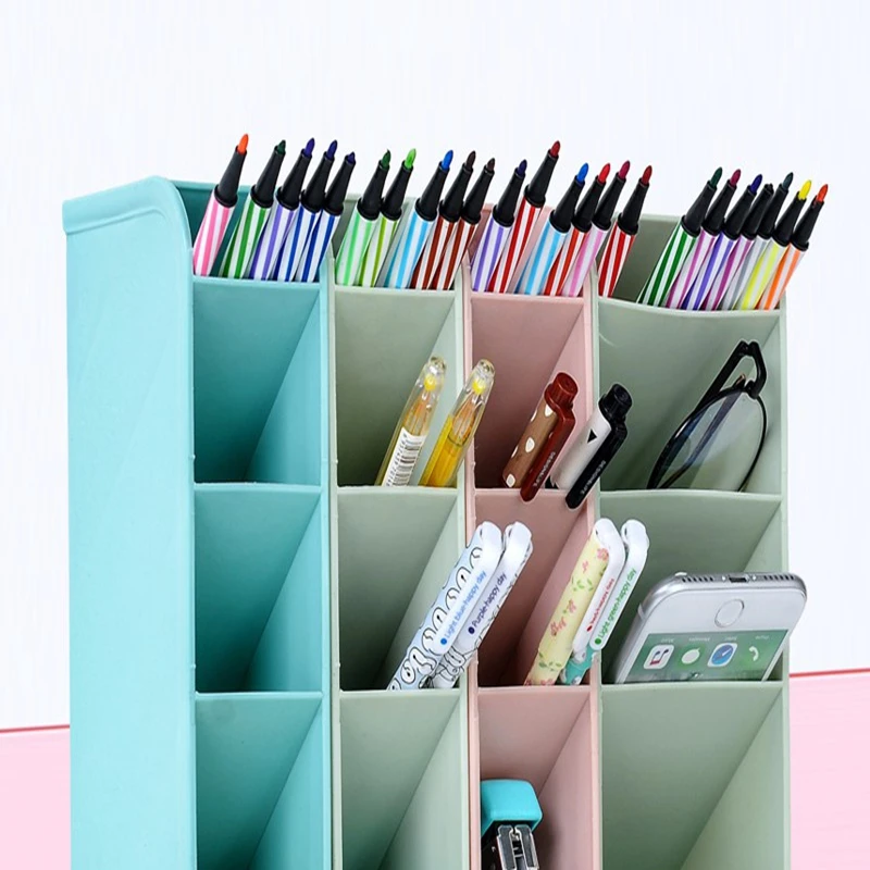 

Creative Oblique Pen Holder Fashion Desktop Storage Student Stationery Personality Simple Large-capacity Four-grid Pen Holder