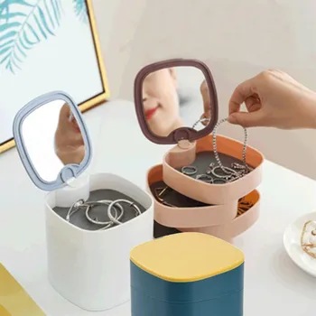 

Women Jewelry Storage Box New Design Fashion 4-Layer Rotatable Jewelry Accessory Storage Tray with Lid Birthday Gift for women