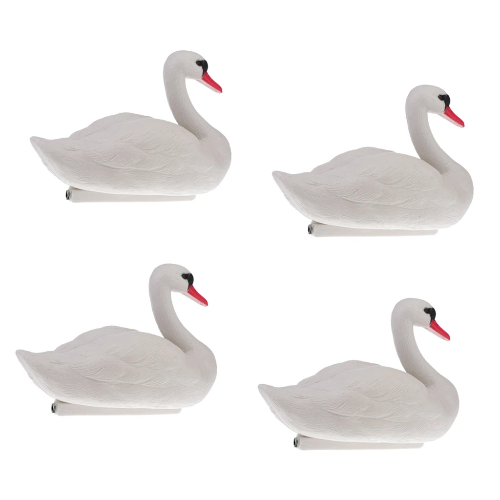 Pack of 4 Floating Swan Hunting Decoys Garden Decoration Scarecrow, Land or Water Use