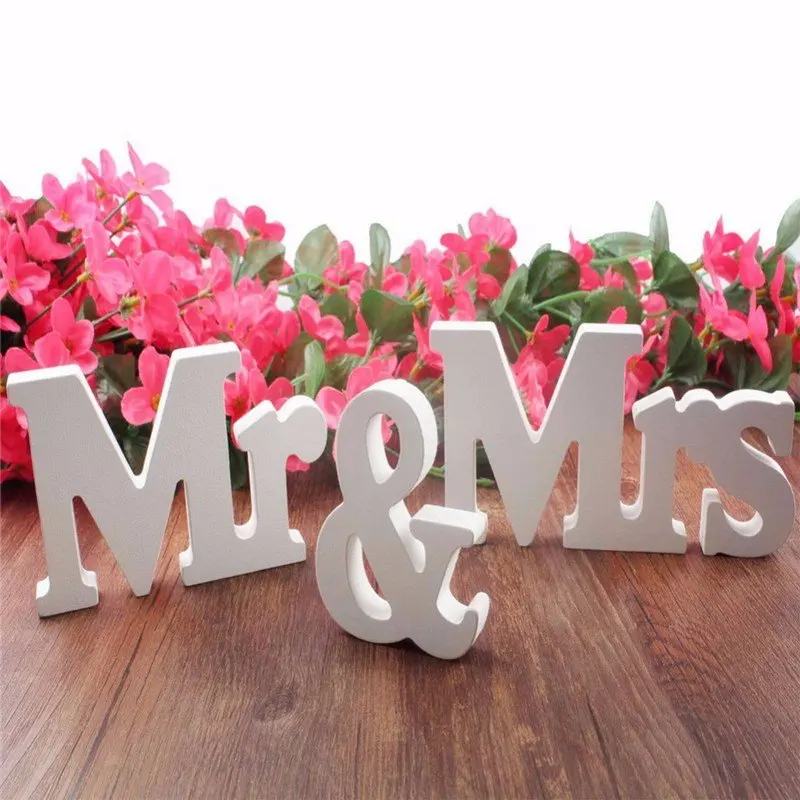 Mr Mrs Wedding Invitations White Letters Wedding Sign Just Married Photo Props Wedding Party Decora - 4.00027E+12