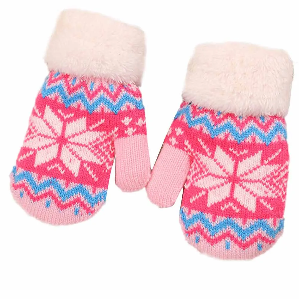 Зимние высококачественные стильные теплые перчатки для девочек Рождественские милые рождественские теплые вязаные кашемировые перчатки со снежинками для девочек