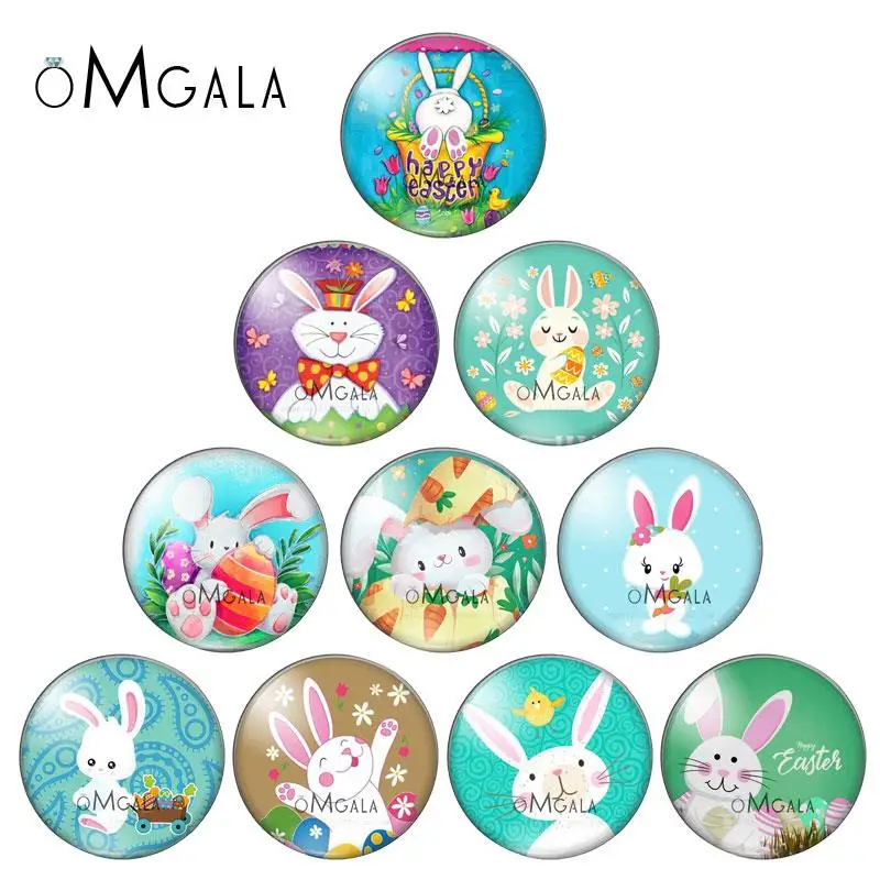 Happy Easter Rabbits Drawings 8mm/10mm12mm/18mm/20mm/25mm Round photo glass cabochon demo flat back Making findings | Украшения и