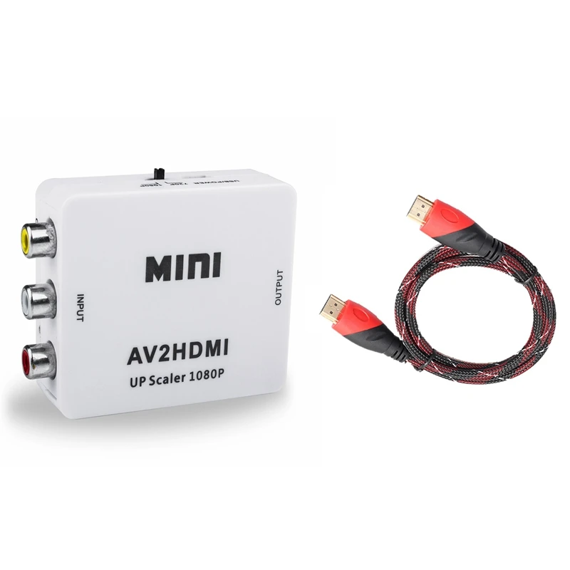  2 Pcs Hdmi Video Audio Cavo: 1 Pcs 1080P Rca Composito Cvbs Av Al Convertitore di Hdmi Adapter & 1 