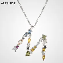 Altruist изящное 925 пробы Серебряное золото Leter A B C Алфавит ожерелье ювелирные изделия M K Начальная буква для женщин Роскошные Длинные цепи ювелирные изделия