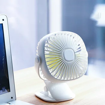 

Portable Square Box Fan Night Light Desktop Fan With Clip 360 ° Rotation USB Night Light Charging Summer Small Fan For Office
