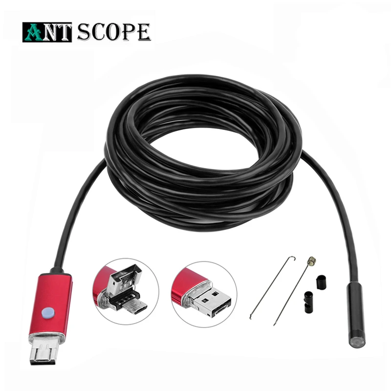 Эндоскоп 2 в 1 с USB Android камера 5 мм бороскоп для ПК м 10 эндоскопическая наблюдения