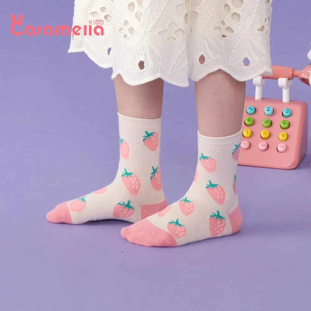 Caramella/ г. Новые Детские Носки с рисунком клубники зимние плотные бесшовные хлопковые короткие Чулочные изделия, мягкие носки для маленьких девочек от 1 до 12 лет