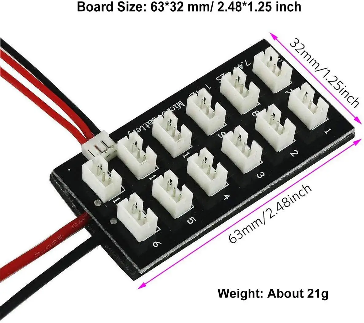 2S 7 4 V LiPo параллельная зарядная плата JST PH2.0 3 контактный 0 мм контрольные выводы