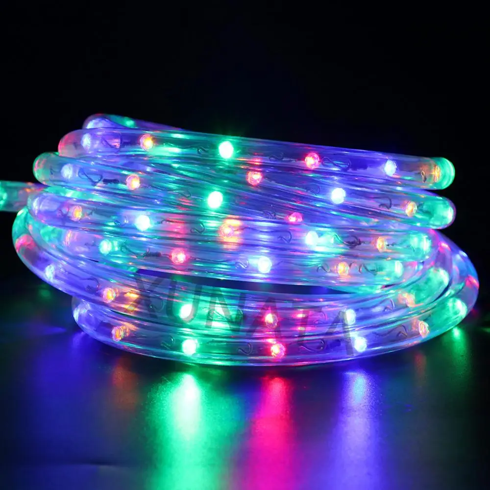 thumbnail image 1 of Tira de luces LED de neón multicolor con forma de arcoíris, resistente al agua, para jardín, exterior, UE, 220 V, luces de cuerda, iluminación de 360 grados, 1 of 5