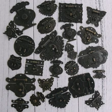 

1 Set Retro Vintage Decorative Cabinet Wood Case Chest Box Clasp Hasp Latches Bronze Tone