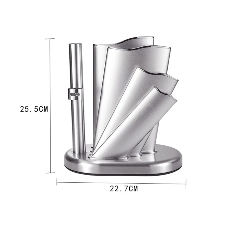 304 Stainless Steel Knife Block Universal 4 Holes With Scissor   Metal Kitchen Knife Holder Counter-top Storage Rack Stand