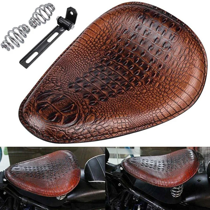 Motorcycle Solo Seat Springs Mounting Bracket Kit for Sportster XL 883 1200 Bobber Chopper Custom Brown-Crocodile |