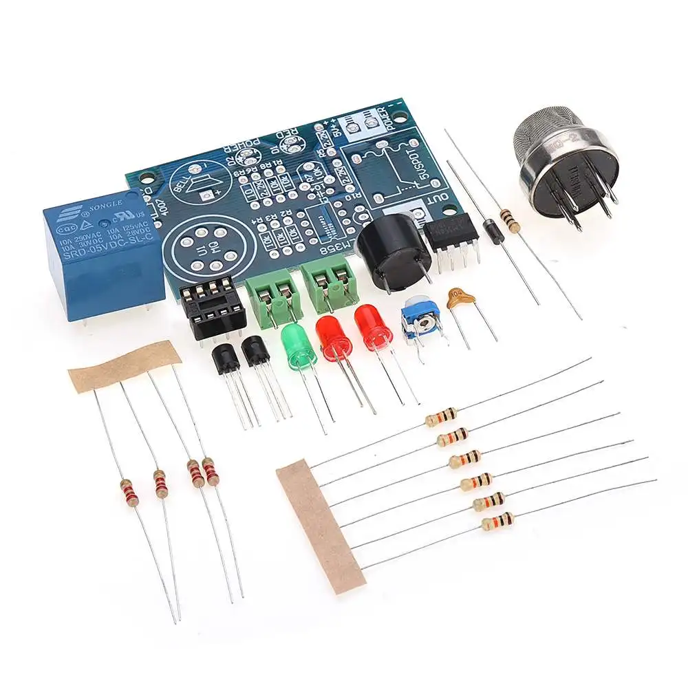 DC5V-6V электронный DIY комплект MQ-2 датчик дыма LM358 интегрированный чип Детектор Природного Газа компоненты сигнализации комплект плата модуля