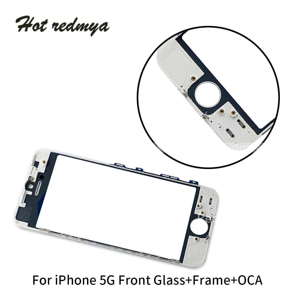 10 шт внешнее стекло с рамкой+ OCA для iPhone 5 5G lcd Передний сенсорный экран стеклянная рамка панели дигитайзер Запасные части