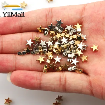 

500Pcs 6mm Gold Silver Plated Acrylic Beads Loose Spacer Small Star Beads For Jewelry Making Accessories DIY Bracelet Necklace