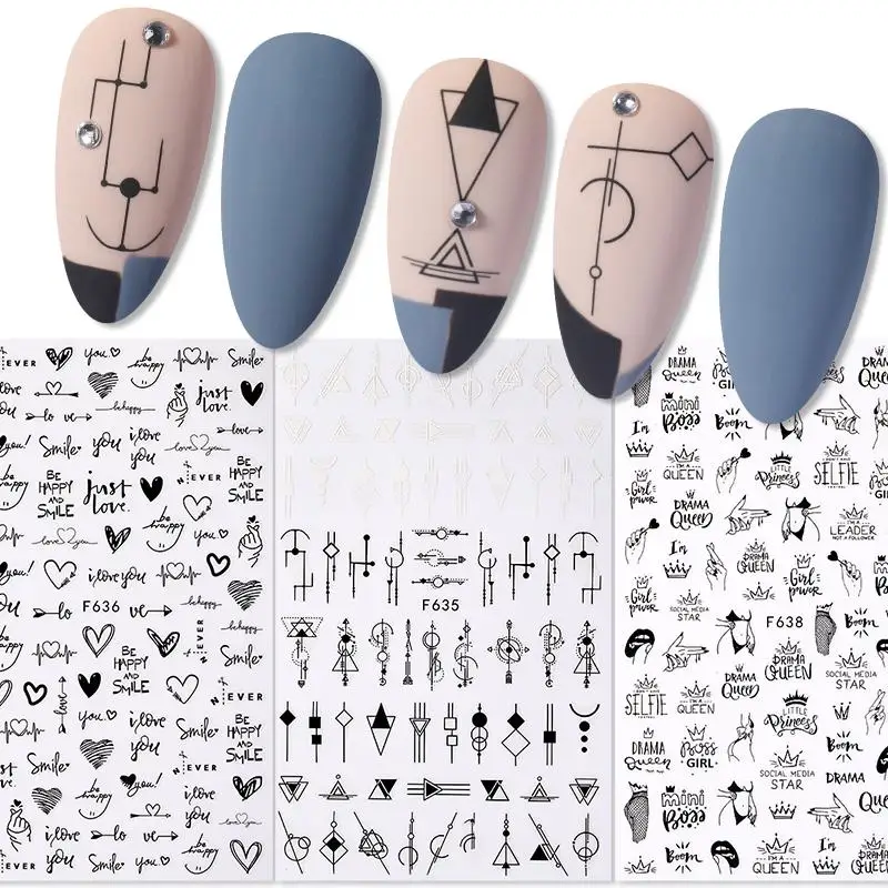 1Sheet Love English Letters Flower Design 3D Nail Sticker Sexy Girl Theme Nail Water Decal Stickers Decoration Manicures nail stickers nail art decoration nail decals flower stickers